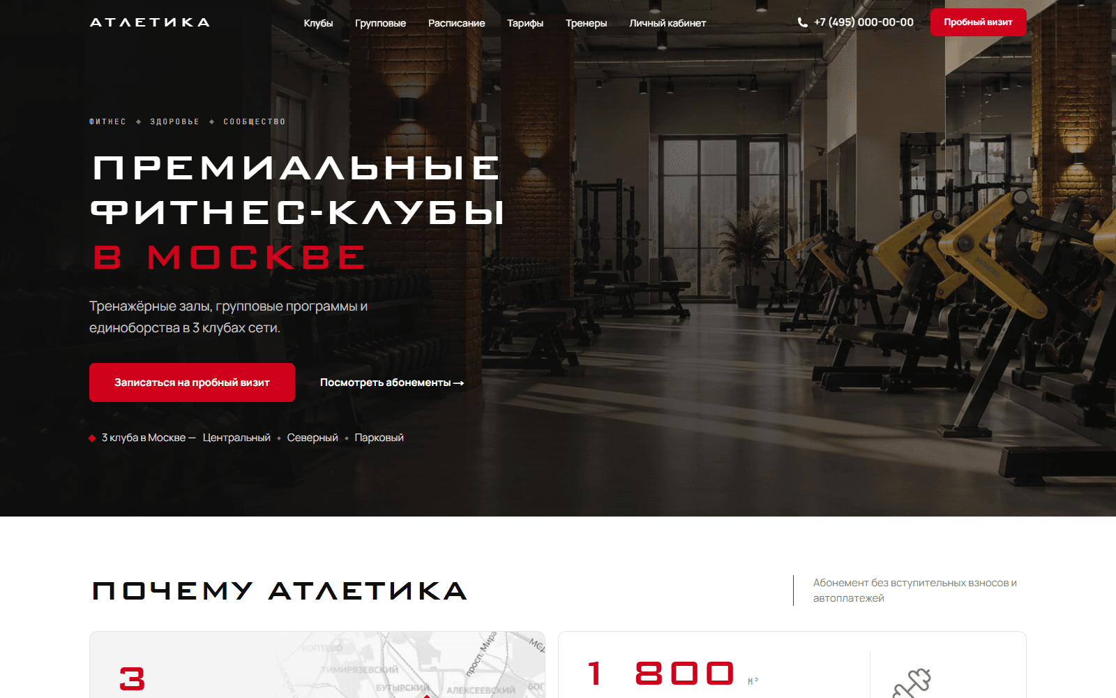 Экран проекта: Шаблон сайта сети фитнес-клубов